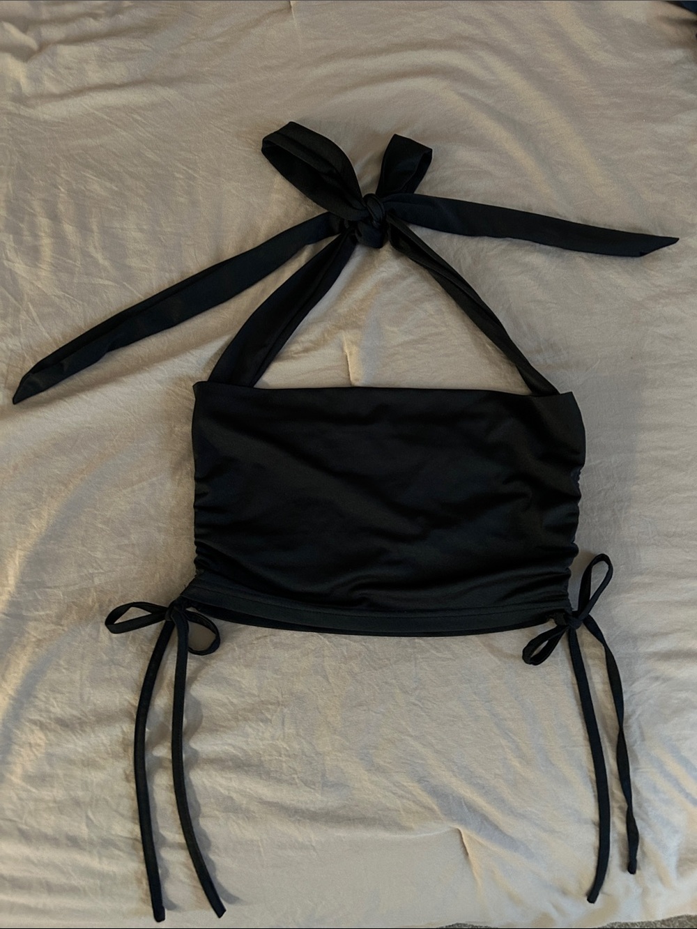 Black Halter Tie Women's Top